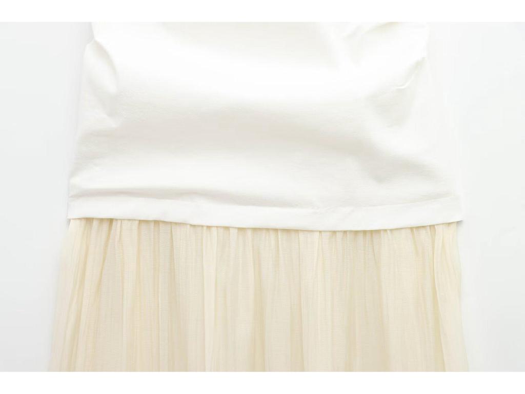 2025 Spring/Summer Women's One-Shoulder Slim Spliced Dress with Wide Hem