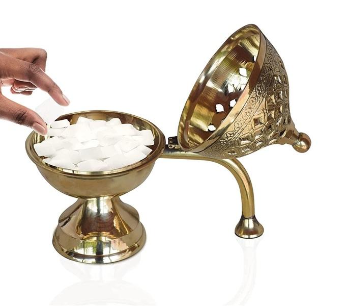 TreegoArt Brass Dhoop Dani | Bakhoor Holder | Loban Burner Dhuni | Incense Holder - Pack Of 1 (7 Inches Height)