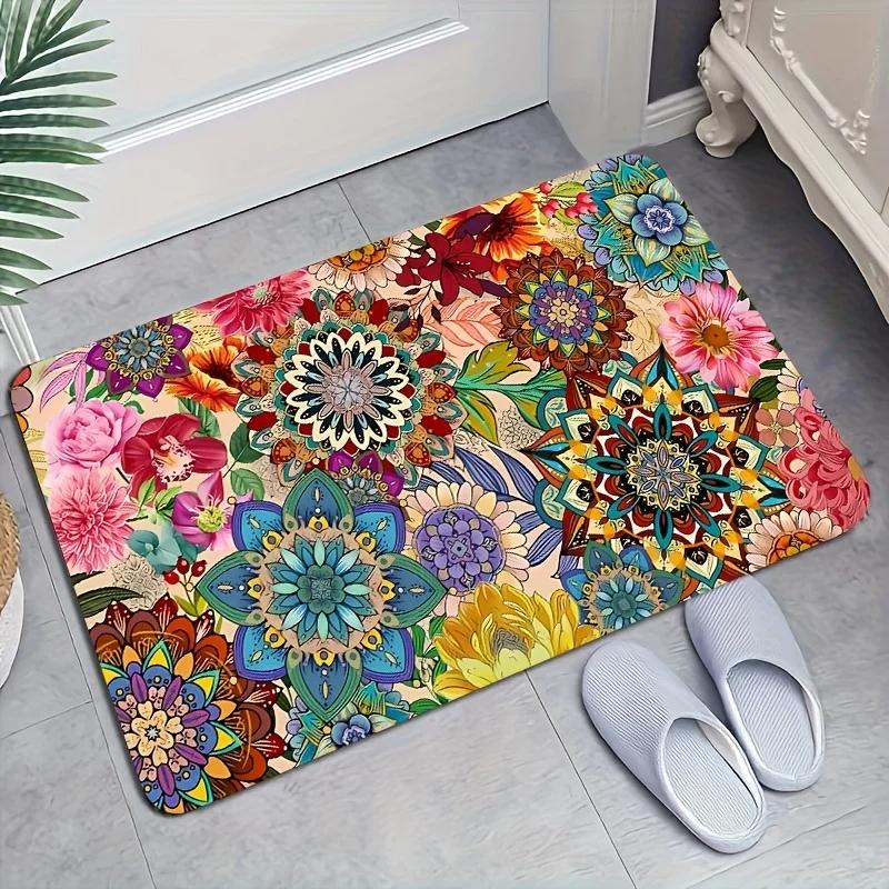 Bohemia Mandala Flower Living Room Carpet Boho Floral Area Rug Corridor Steps Non-slip Floor Mat Home Bedroom Bedside Mats