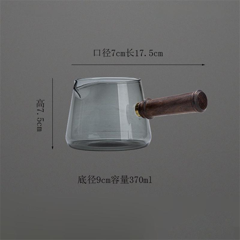370ML Heat Resistant Glass Side Wooden Handle Tea Dispenser Brewing Teapot Tea Maker Kung Fu Tea Set Ceremony Accessories
