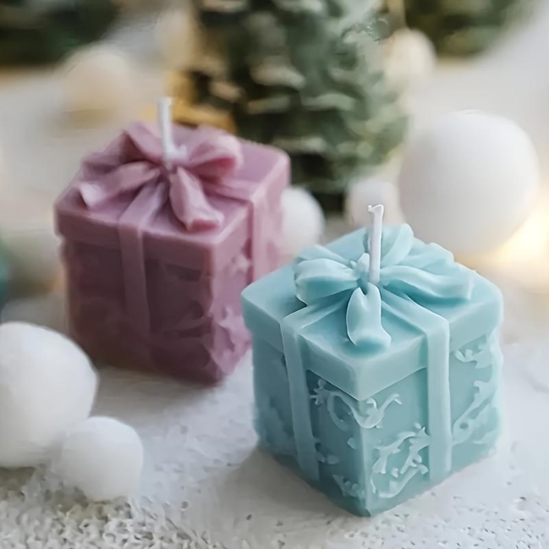 2pcs Bow Gift Box Fondant Silicone Mold Decor Festive Gift Box Scented Candle Mold DIY Festive Candle Molds for Candle Making