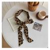 Leopard Print Long Silk Scarf Retro Neck Protector Scarf Small Wrist Millennial Fashion Streamer Belt Belt Tied Hair Band