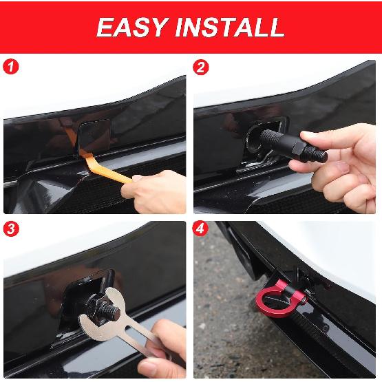 Daeiclru Rear Tow Towing Hook Compatible with Chevrolet Corvette C8 2020-2025, Rear Bumper Trailer Ring Tail Towing Tow Hook Trailer Hitch