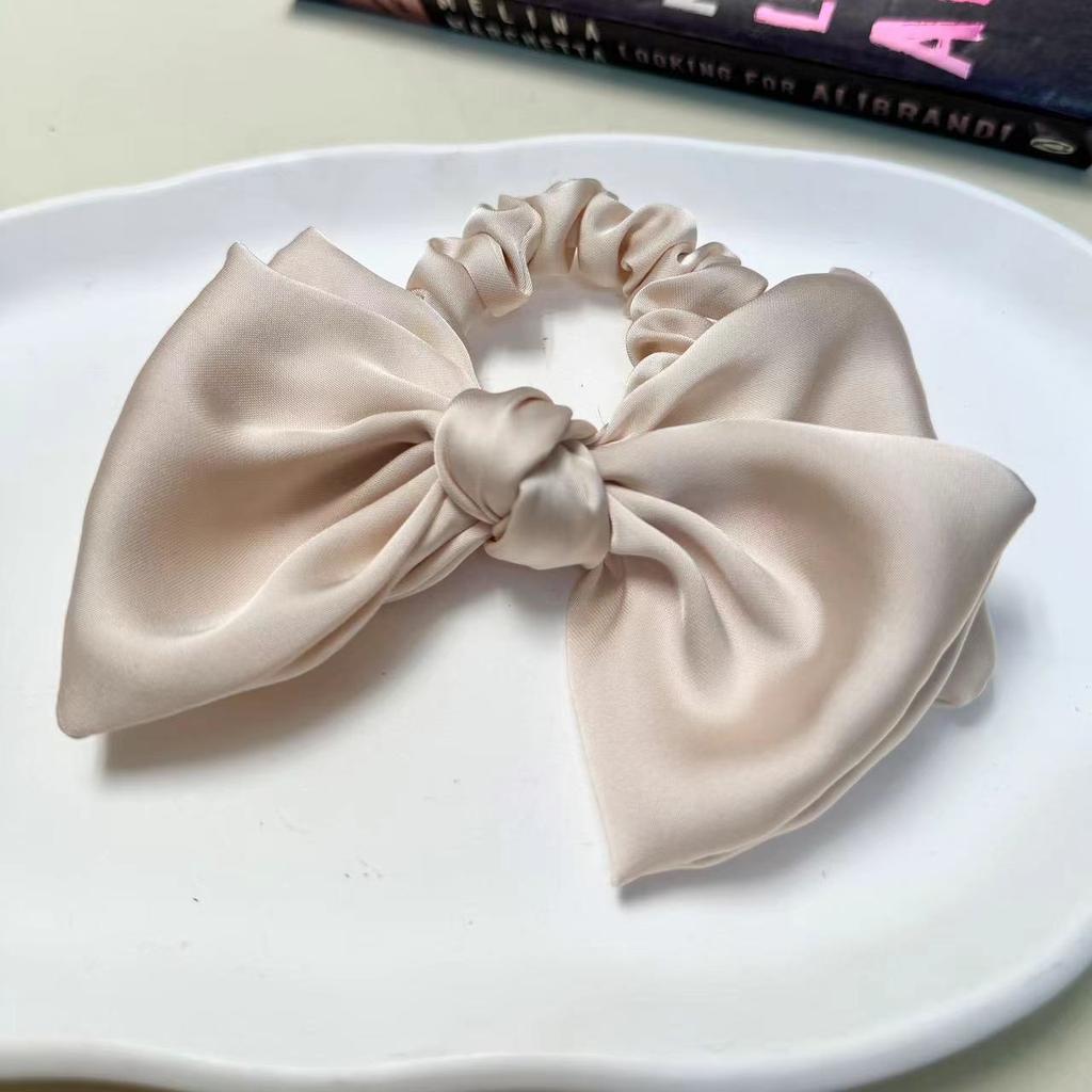 Cute Bowknot Hairties Scrunchies for Girls Acetate Cotton Hair Accessories for Pony Hair Double_layered Hair Bow Elastic Bands