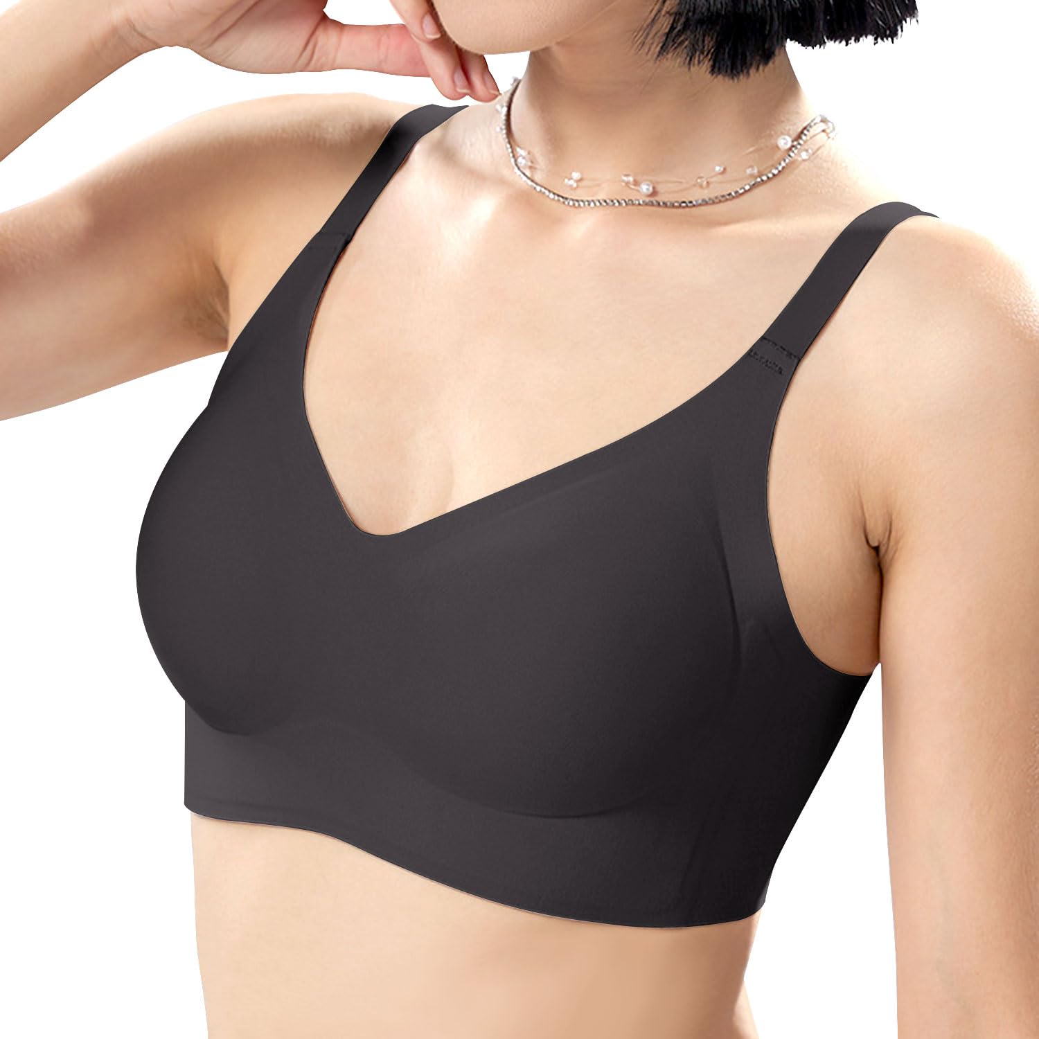 

Беспроводной супермягкий гелевый бюстгальтер Kugooyi, ультратонкий, тканевый, удобный, дышащий, бесшовный, без сдавливания, против отвисания, женское нижнее белье, чёрный