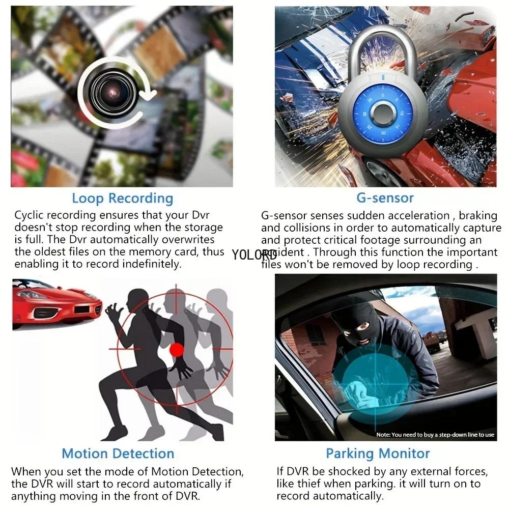 4Inch Car DVR Dash Cam for Cars 3 Lens Video Recorder  Dvr Mirror Black Box IPS 1080P HD Touch Screen car accessories