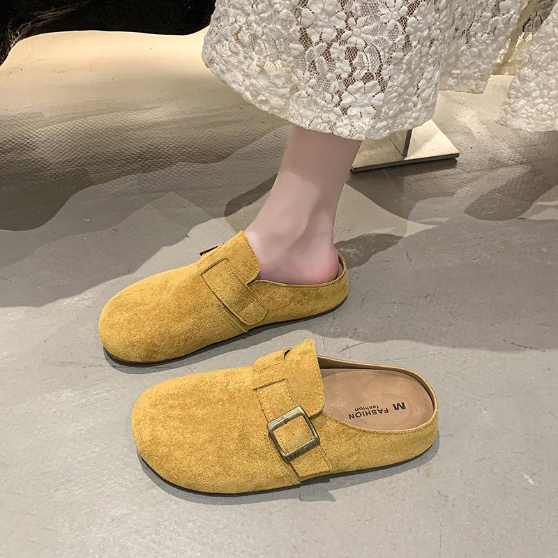 Thick-soled half-slippers, women's new autumn baotou slippers, the inner height increases by one pedal