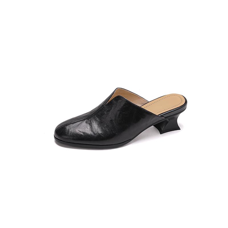 

2024 Новые сексуальные женские туфли-лодочки из натуральной кожи с круглым носком весна-лето Muller, модные туфли на высоком каблуке для вечеринок и свадеб, женская обувь 34 чёрный