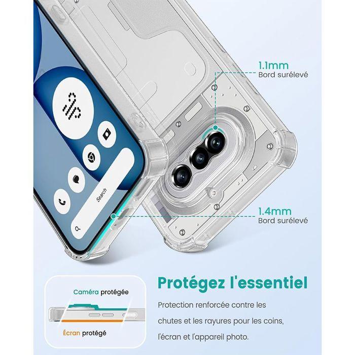 Coque pour Nothing Phone 4a, Silicone Anti-Rayures Antichoc Coins Renforcés Transparent