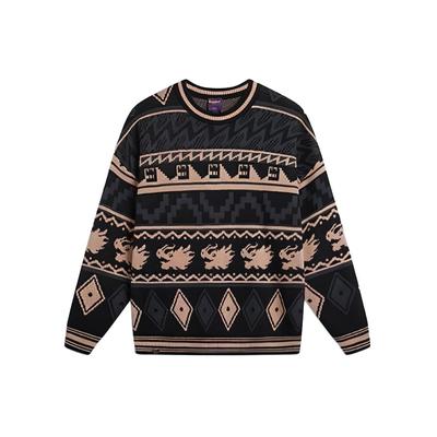Li Ning Sport Lifestyle Series Wealth Accumulation Pullover Round Neck Casual Long Sleeve Knit Sweater Unisex Sweater Black AMBU025-1