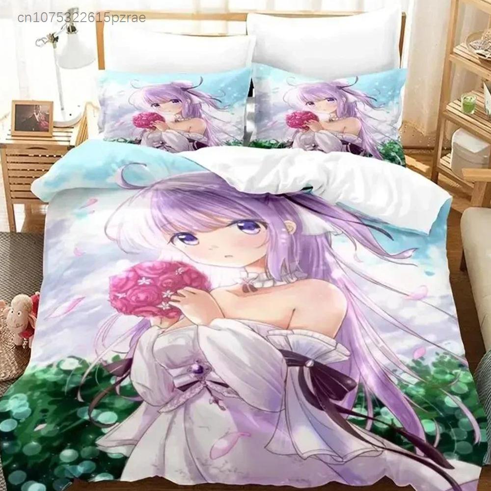 Аниме - Azur Lane 3D Комплект постельного белья Односпальный Полуторный Двуспальный Queen King Размер Комплект постельного белья для спальни взрослого ребенка Комплекты с пододеяльником Комплект простыней