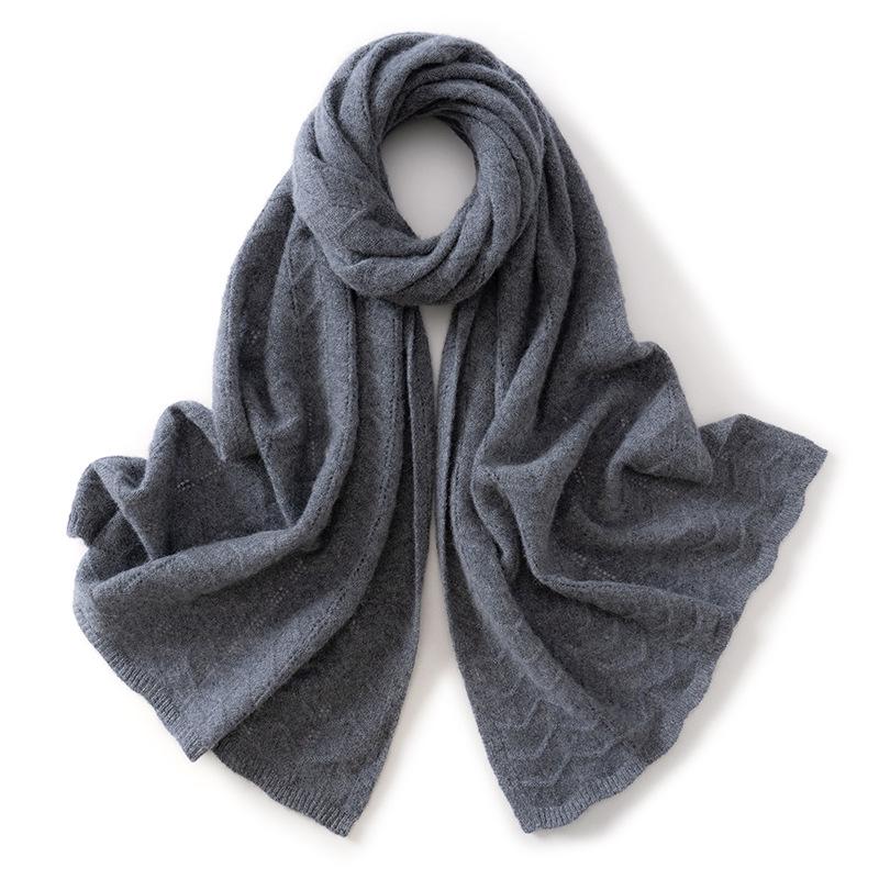 Women's 100% Cashmere Scarf - Casual, Versatile Solid Color Knit for Autumn & Winter
