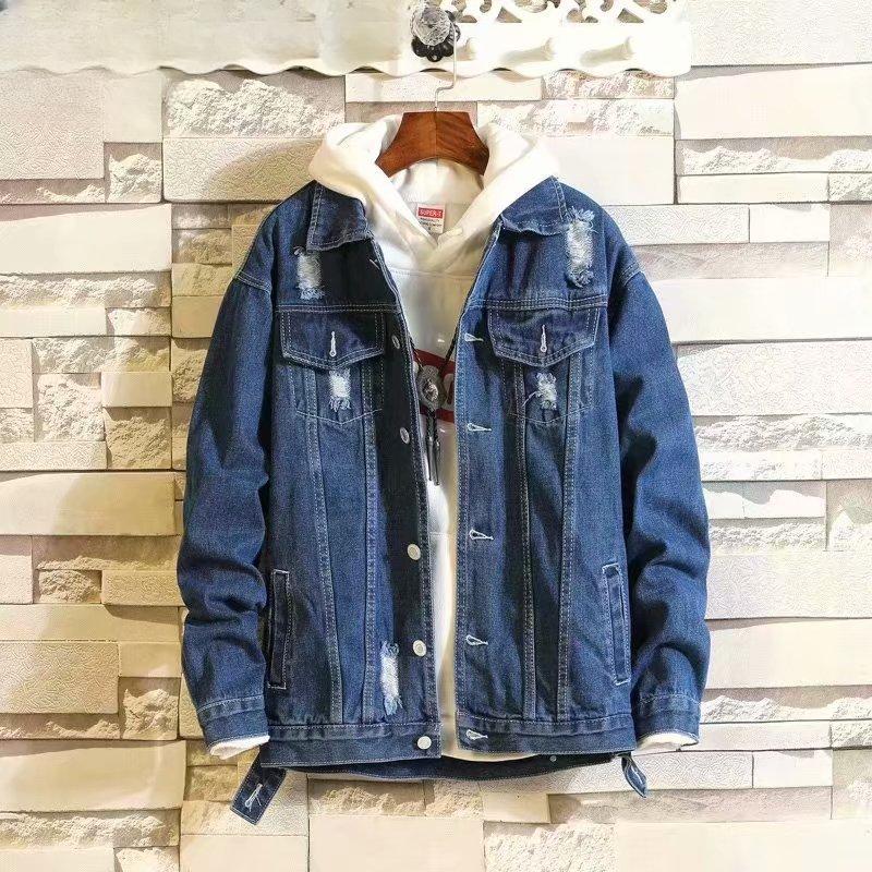 Jachetă de denim de primăvară, pentru bărbați, de primăvară și toamnă, versiunea coreeană a lui The Trend of Denim. Jachetă de bărbați, subțire și frumoși