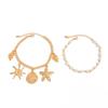 Beach Resort Style Starfish Scallop Shell Anklet, Simple Imitation Pearl Chain Rice Bead Foot Decoration For Women