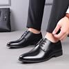 Men's Large Leather Lace-up Formal Shoes - Korean Style Black Work Shoes