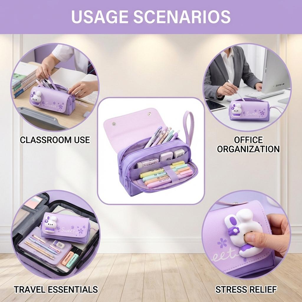 Pencil Pouch With Stress Relief Toys For Students And Office Workers Large Capacity Waterproof Organizer Bag