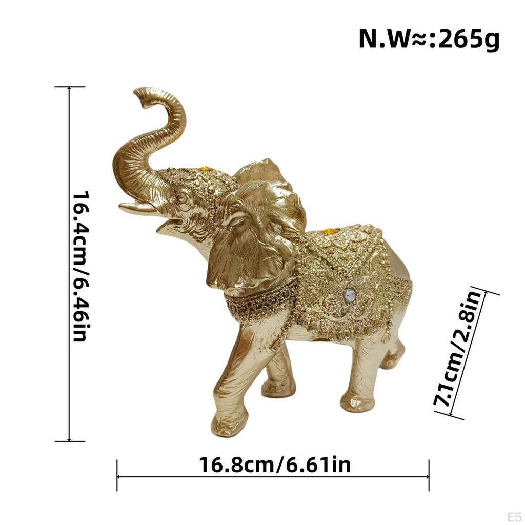 Elephant Statue Animal Art Sculpture Decoration Good Luck for Cabinet Bedroom Desktop