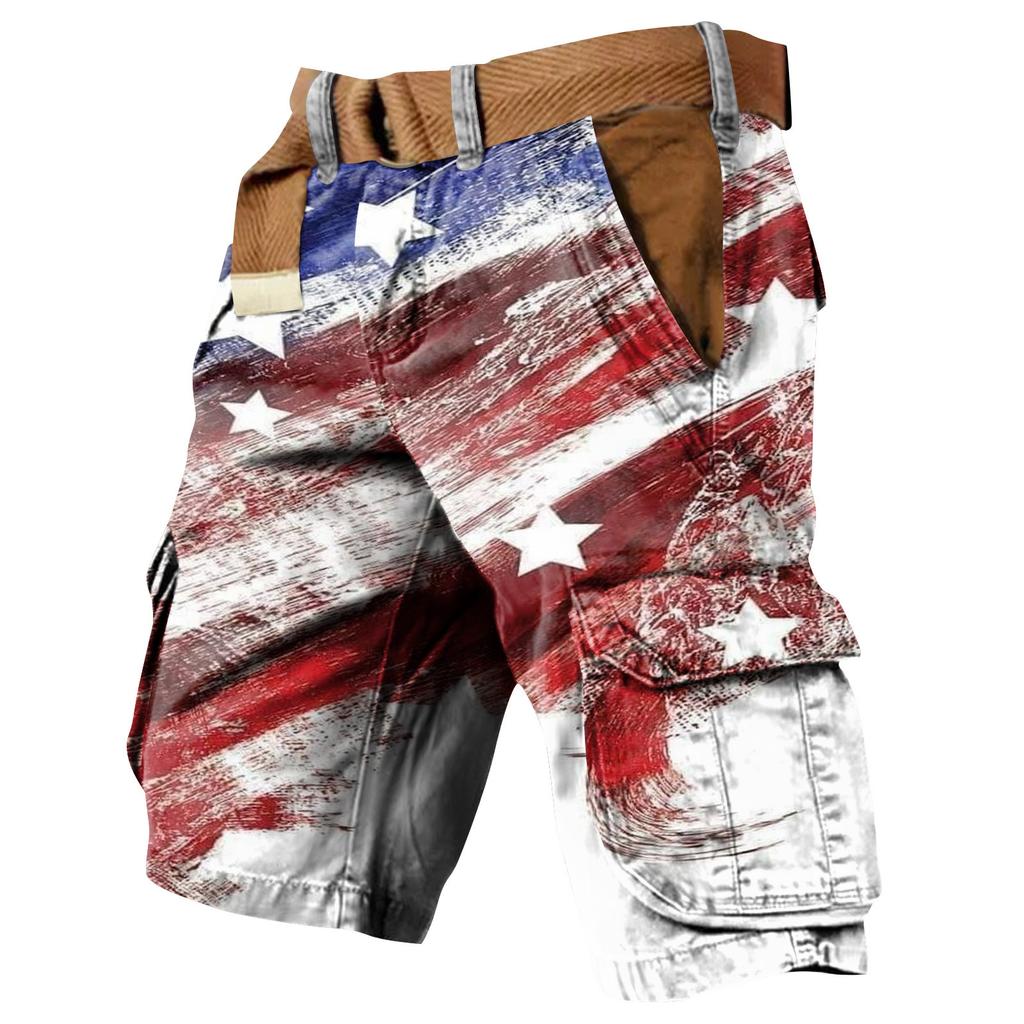 Herren Unabhängigkeitstag Bedruckte Mehrfach-Taschen Workwear Shorts