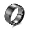 Simple Matte Titanium Steel Ring, Gold-plated Wide Brushed Ring