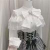 EDREES Long Sleeve Round Neck Lace Ruffle Cute Mori Girl Top with Lolita Harajuku Winter Long Women's Blouse, Princess-Style Bow, Detachable, Style,