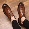 Leather shoes men's low-top crocodile pattern British casual retro lace-up wedding groom shoes 2025