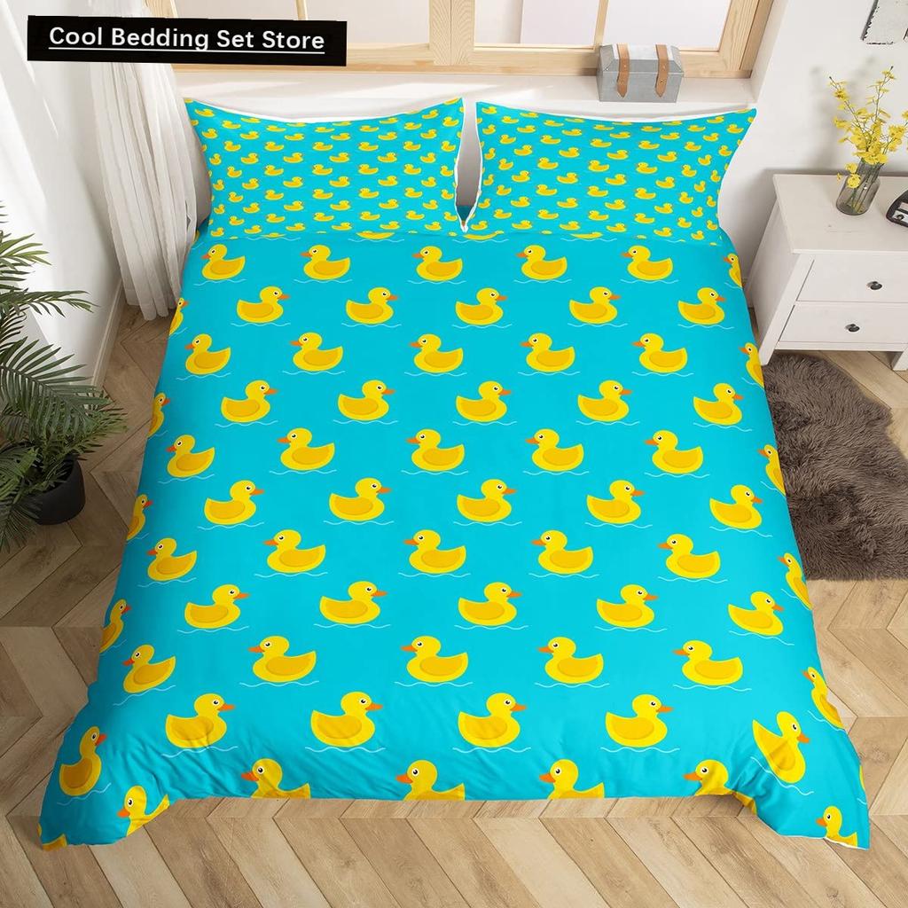 Uroczy kaczor król królowa poszwa na kołdrę kreskówka biała gęś zestaw pościeli zabawny wiejski zwierzęcy poszwa na kołdrę poliestrowa poszwa na kołdrę