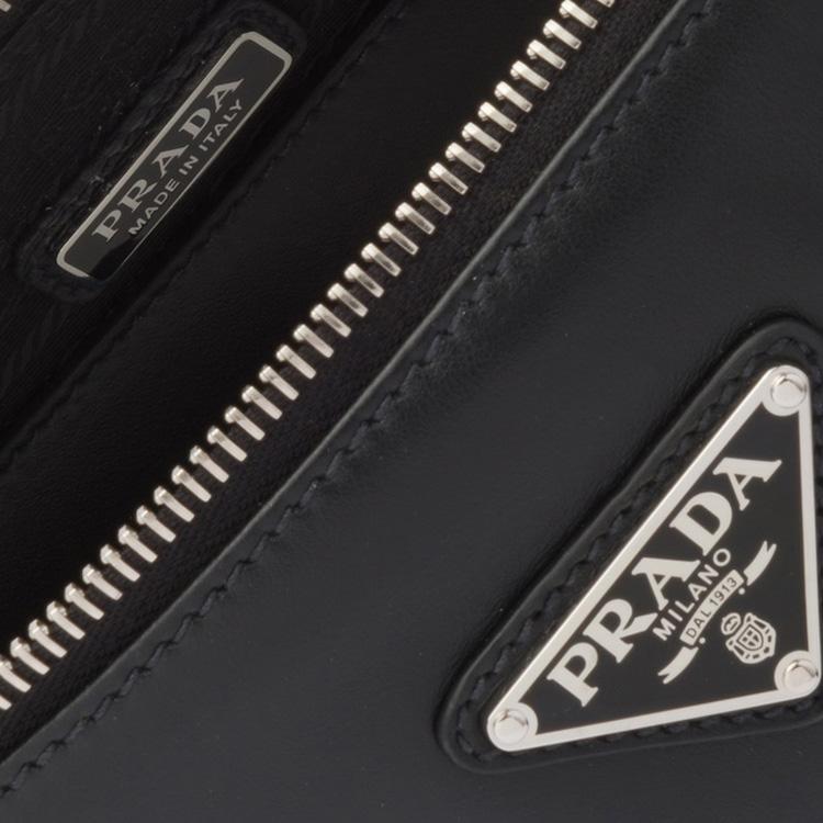 Prada Logo Smaltato Triangolare Tracolla in Tessuto Regolabile e Rimovibile Borsa a Tracolla in Pelle Borse da Uomo Nera 2VH155_ASK_F0002_V_OLO