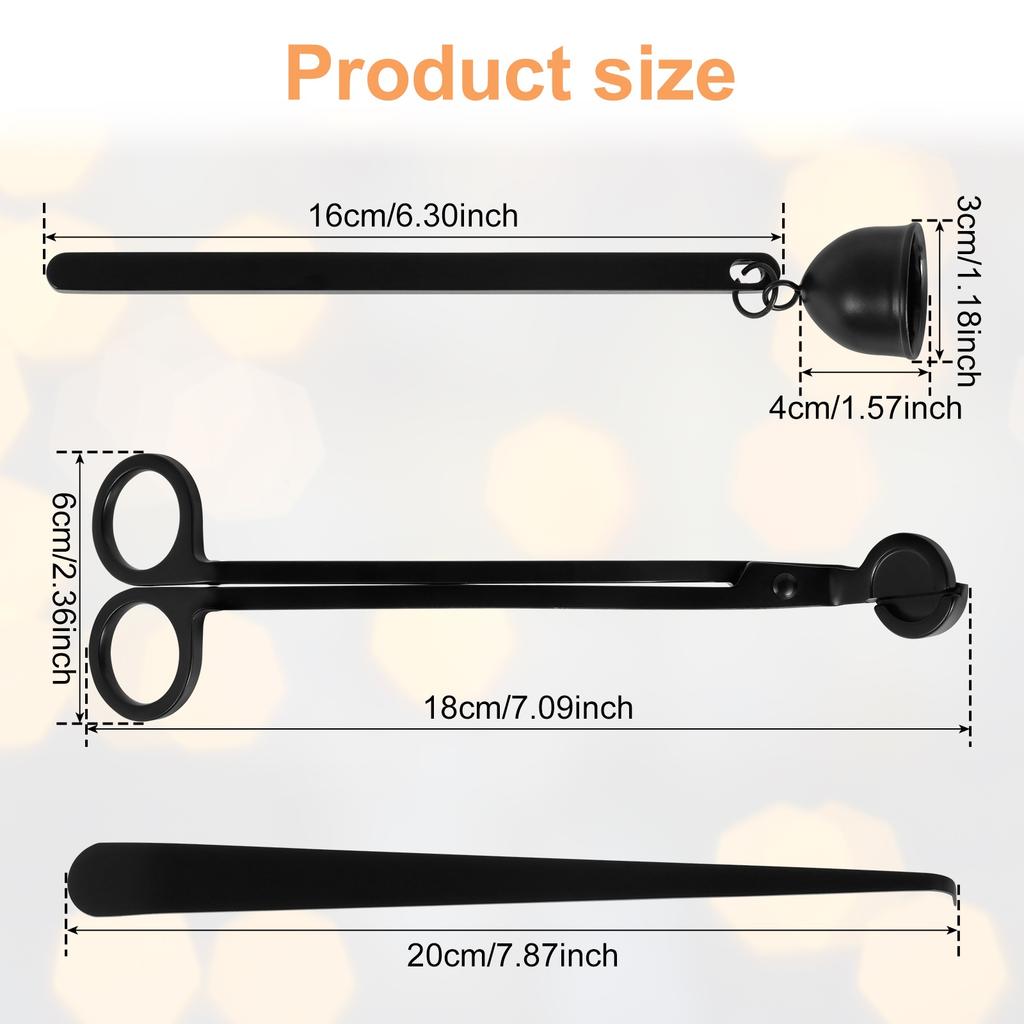 3Pcs Candle Extinguishing Tool Stainless Steel Candle Wick Trimmer Cutter Wick Dipper Candle Wick Trimmer Scissor Candle Stopper