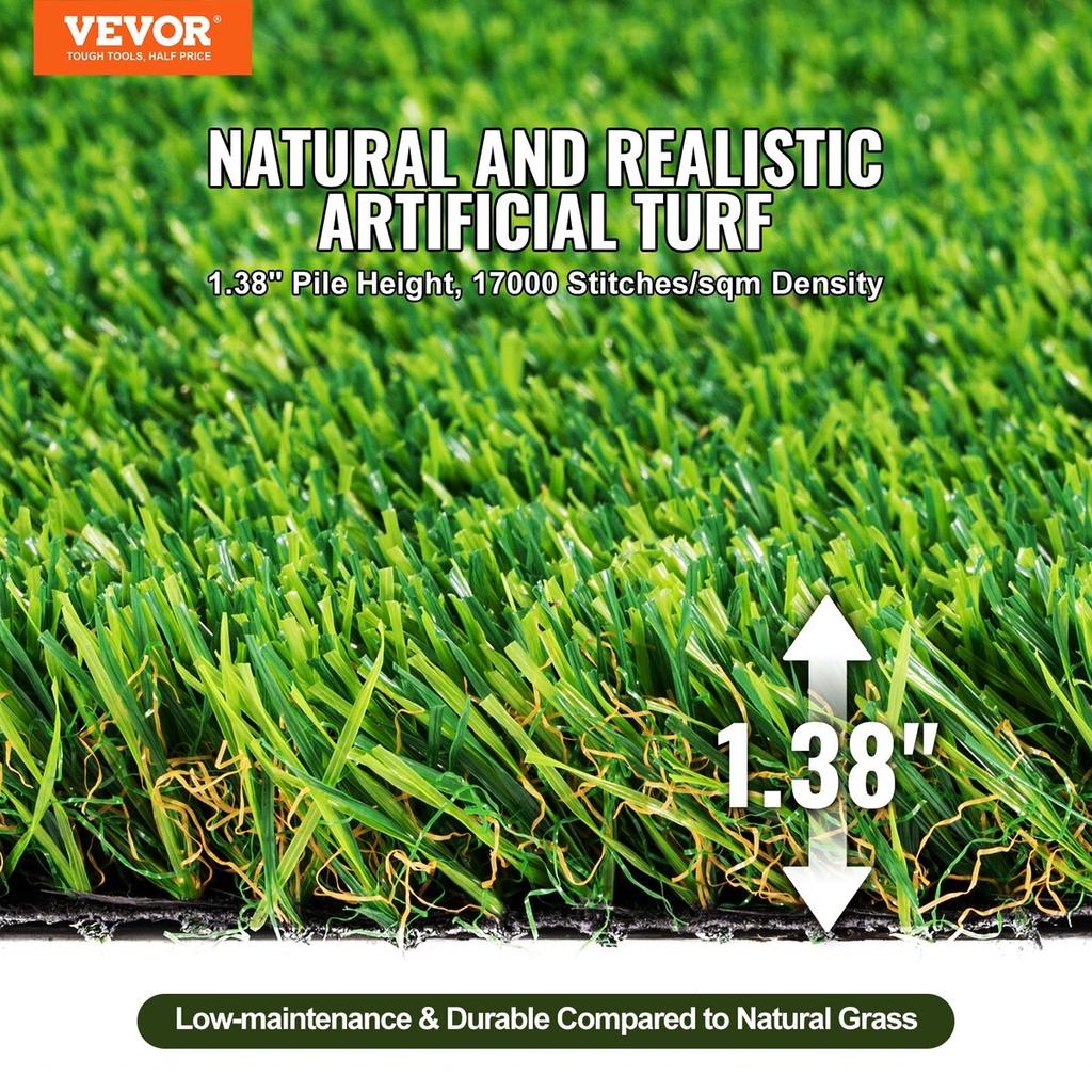 Artifical Grass, 0.9 X 1.5 M Rug Green Turf, 35mm Fake Door Mat Outdoor Patio Lawn Decoration, Easy To Clean with Drainage Holes, Perfect For