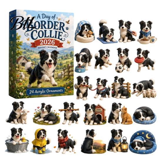 Decorazioni da Appendere in Acrilico 2D Calendario dell'Avvento Cane 24 Giorni, Carini Ornamenti Piatto Chihuahua, Articoli per Feste a Tema Animali Domestici Ciondoli Diversi