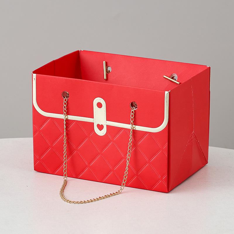 Trendy Floral Tote Gift Box - Small Size for Flower Shop Packaging Qixi Festival
