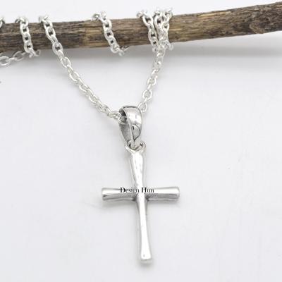 Sterling Silver Cross Necklace, Religious Jewelry Gift, Womens Christian Faith Medium Cross Pendant, Christmas Cross Gift,