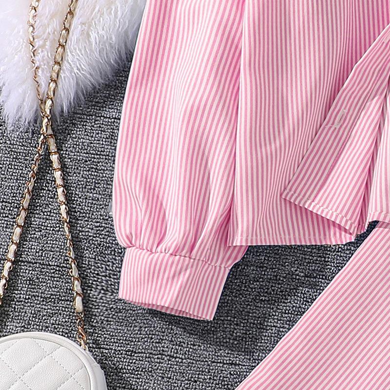 Toddler Teen Boys Girls Spring Striped Outfit Set Sizes 130-170cm