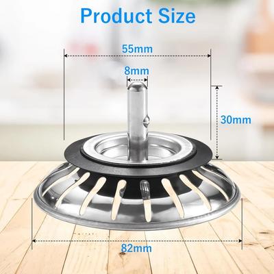 Stainless Steel Sink Filter Hair Catcher Plug for Kitchen Hole And Bathroom Drain Basin Wastewater Efficient Sink Strainer