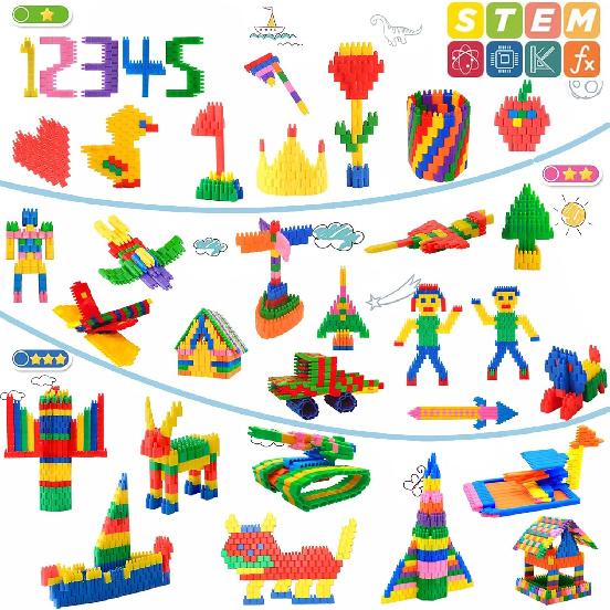 FUBAODA Kids 600pcs Set Building Blocks Construction Toy - Learning Playset STEM Educational Kit Child Branin Development Preschool Kindergarten Toy