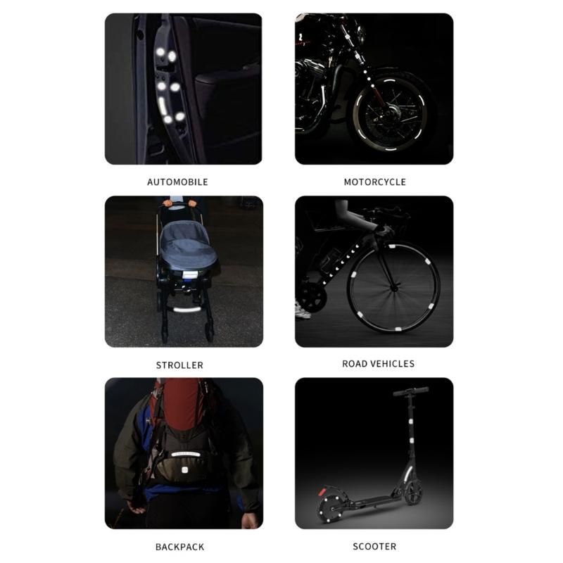 72Pcs Bike Reflective Stickers Reflective Decals Self-Adhesive Waterproof Reflective Tape Night Safety Sticker Reflector