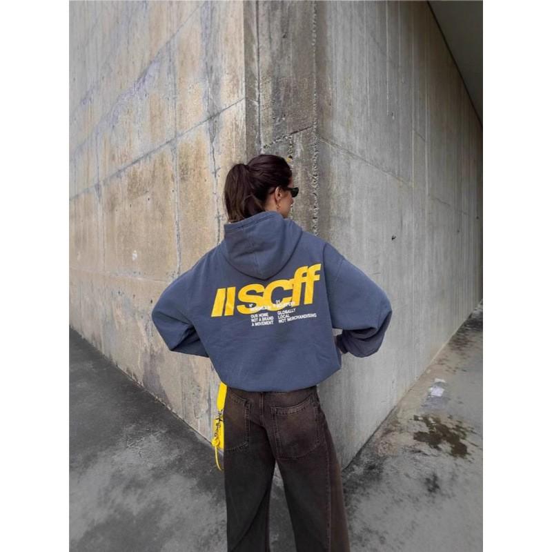 High Street Gothic Hoodie Set Letter Print Loose Fit Sweatshirt Women