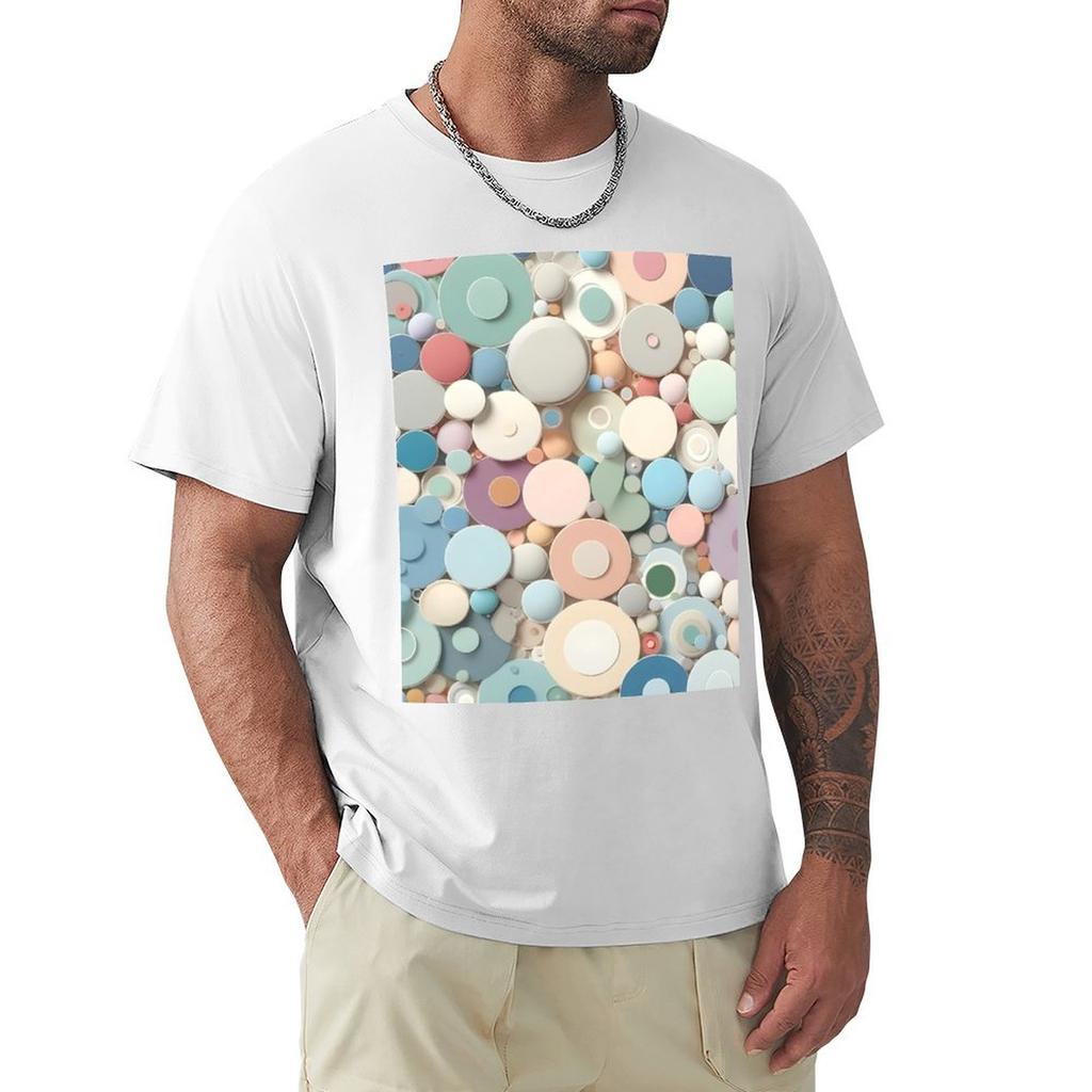 Serene Pastel Circles Art Calming Geometric Wall Decor Tshirt Work Comfort Tshirt For Men