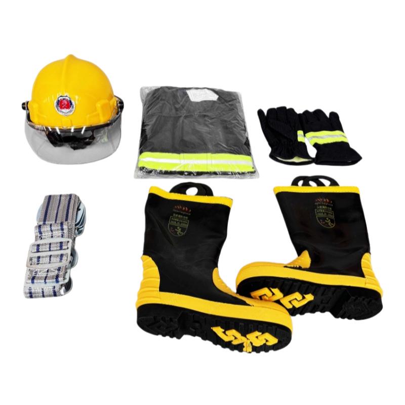 Hasičský oblek 02: 6dílná sada s nehořlavou bavlněnou výplní a přilbou v korejském stylu