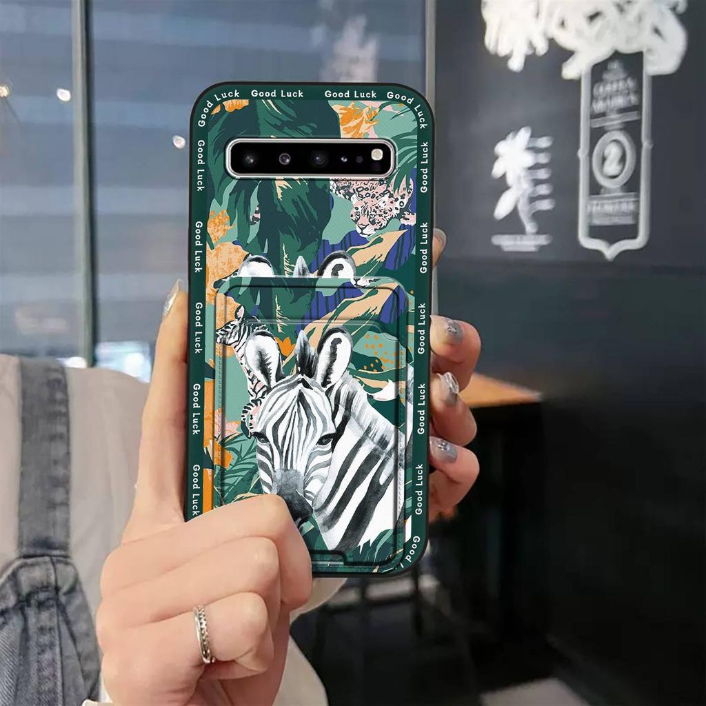 Shockproof Silicone Phone Case For Samsung Galaxy S10 5G/SM-G977N Soft Case Cover Cute Anti-knock Card Slot Back Cover