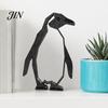 Hollow Design Penguin Geometric Figurine, Black Ornament, 3D Printed Abstract Statue Art for Modern Home Office Desktop Decoration Ornament