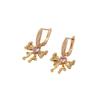 1 Pair Luxurious Bow Dangle Earrings for Women Cubic Zirconia Jewelry Daily Wedding Party Accessories