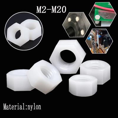 10/25 PZ 13 Dimensioni M2 M2.5 M3 M4 M5 M6 M8 M10 M12 M14 M16 M18 M20 Nylon Dado Esagonale Bulloni Dadi Dadi Bianchi