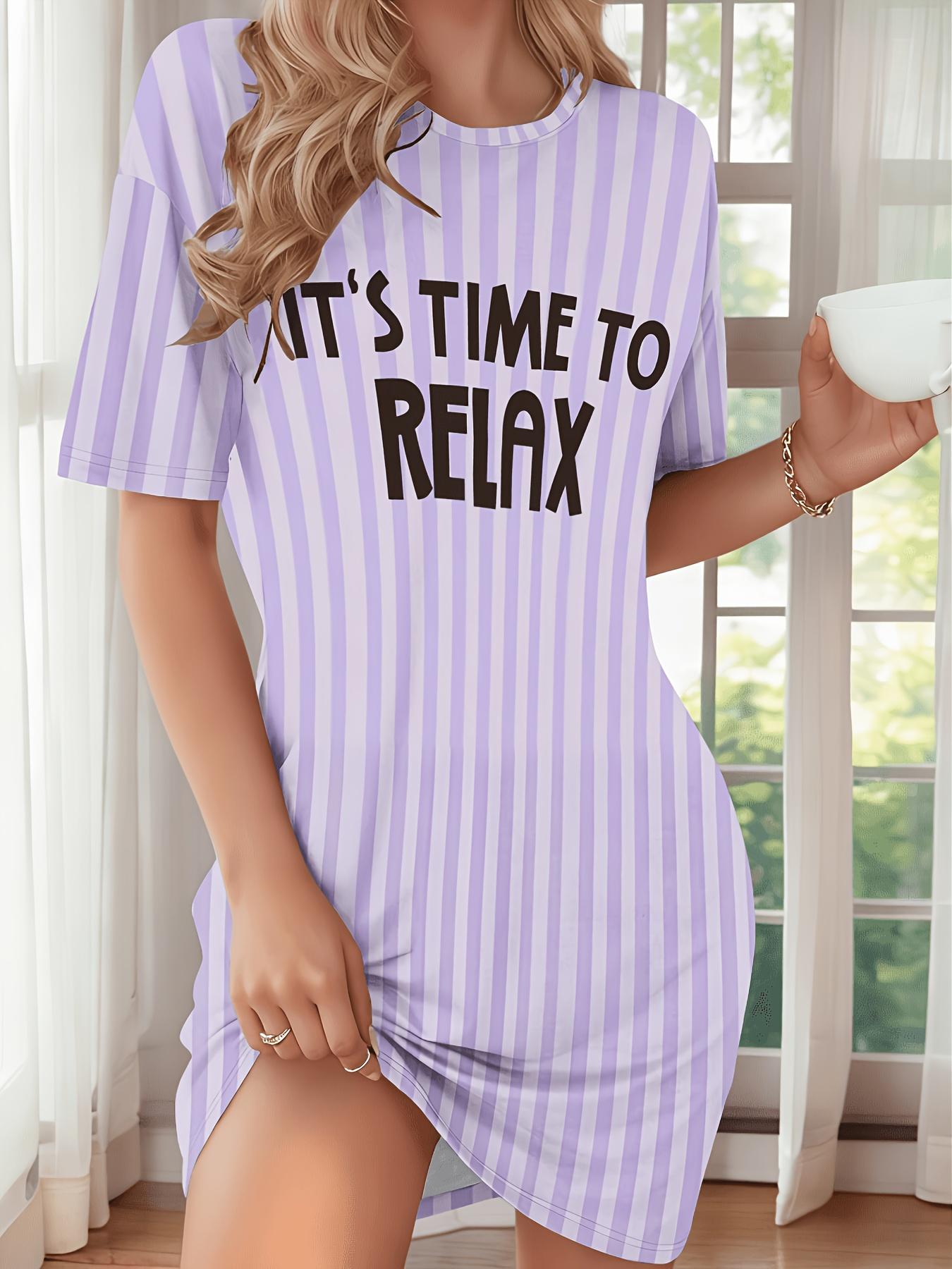 

A Women S Striped Letter Mix Minimalist European And American Style Printed Nightgown. Featuring a Round Neck And Short Sleeves. Made from Soft. Machi XS дубильная кора
