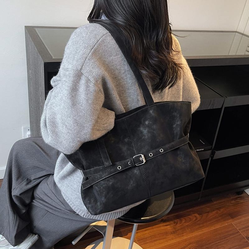 Trendy Fashion Simple Belt Buckle Retro Women's Underarm Bag Elegant Shoulder Bag Very Suitable for Daily Life, Shopping, and Women's Holiday Gifts