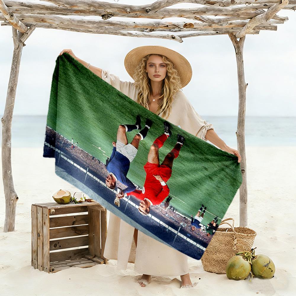 Football Legends Celebration Beach Towel Super Soft Microfiber Quickdry Fabric Comfortable Lightweight