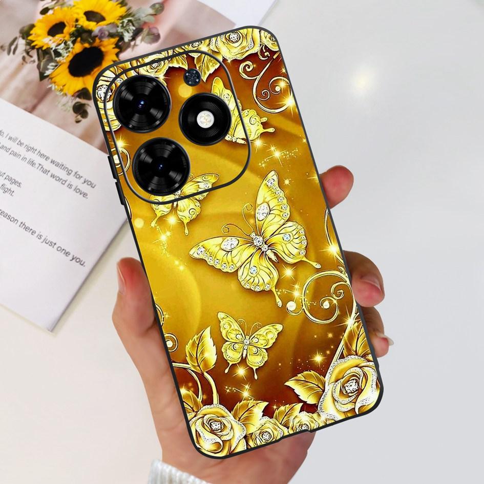For Tecno Spark 20C Case Spark 20 Pro Cover Popular Flower Butterfly Clear Silicone Phone Cases For Tecno Spark 20 Spark20 Funda