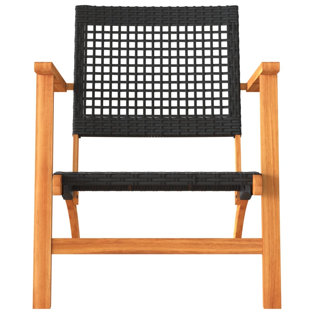 Vidaxl Garden Chairs, 2 Pcs, Black, Poly Rattan And Acacia Wood