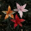 Sequin Mesh Christmas Artificial Flowers 25cm Poinsettia Flower  Festive Decoration