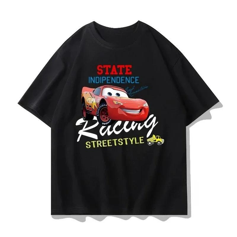 Smile Cars McQueen Unisex T-shirt Gift for Couple Cotton Tops Tees Short Sleeve Clothing Streetwear Oversized Unisex